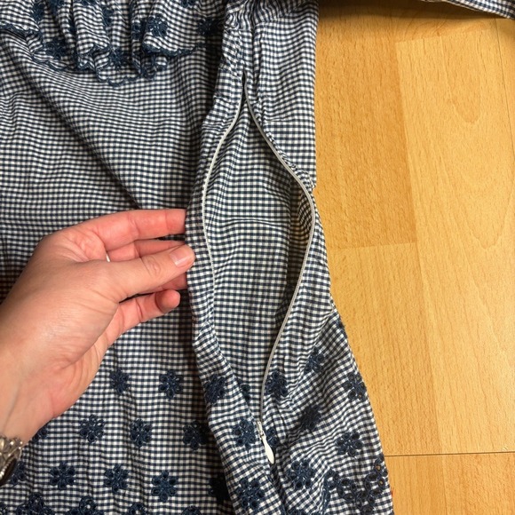 Doen Franique Dress in Azure Paris Gingham Check Floral Embroidery - Picture 9 of 12